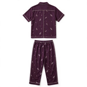 Ensemble de pyjama classique léger pour homme Amkoor, manches longues, violet, uni, 100% coton, vêtements de nuit décontractés, vêtements d'été, lavable en machine - Product Image 1