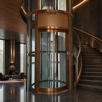 Ascensore Moderno per Piccole Residenze 2-6 Piani, Elevatore Idraulico per Villa, Ascensore Panoramico in Acciaio Inox per Passeggeri