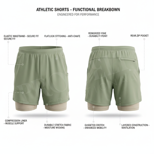 Custom Logo Design Whole Sale Solid Plain Blank 2 in 1 Compression Gym Shorts <b>Athletic</b> Training Fitness Sports OEM ODM Shorts - Product Image 3
