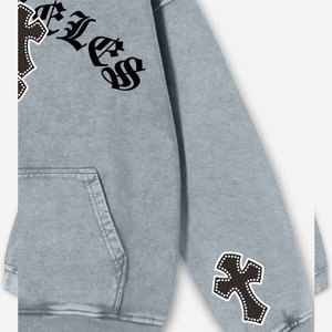 เสื้อครอปทรงบ็อกซี่สำหรับผู้ชาย ตกแต่งด้วยแพทช์ปักลายแบบกำหนดเอง สีซีดจางสไตล์วินเทจ แต่งซิปประดับคริสตัล เหมาะสำหรับฤดูหนาว สวมใส่สบาย ผลิตจากผ้าฝ้ายฟลีซ 100% แบบยูนิเซ็กส์ - Product Image 4