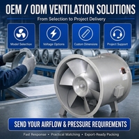 Ventilateur de ventilation électrique industriel silencieux à flux mixte AC haute vitesse, ventilateur de conduit OEM ODM, haute pression d'air 3000m³/h, hydroponie