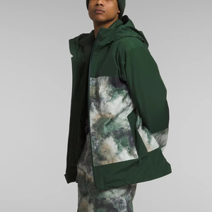 <b>Men's</b> Hooded Puffer <b>Jacket</b> Waterproof Printed Winter Outdoor Wear <b>Long</b> Sleeve Sporty Style Green Camouflage Pattern Zipper - Product Image 1