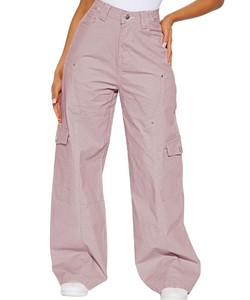 Pantalon cargo décontracté en toile 100 % coton de haute qualité pour femme, coupe droite, taille haute, six poches, respirant et coupe-vent pour l'automne - Product Image 4