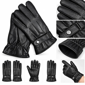 Guantes de Conducción de Cuero Genuino Premium, Largos hasta la Muñeca, Lisos, Sin Forro, Térmicos, Transpirables, con Pantalla Táctil, para Fiestas al Aire Libre, Cálidos para el Invierno - Product Image 2
