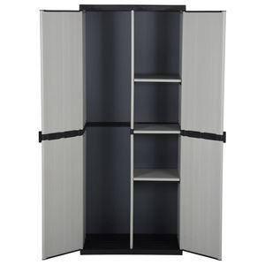 Gray & Black <b>Garden</b> <b>Storage</b> Cabinet <b>with</b> 3 <b>Shelves</b> 26.8\"x15.7\"x66.1\" Size - Product Image 3