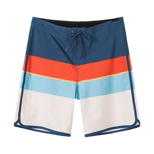 Men's Teal Gradient Color Quick Dry 160g Woven Polyester Mid Waist Drawstring Swim Trunks - Product Image 4
