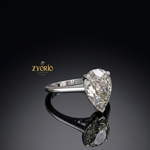 Bague de fiançailles solitaire en or 18 carats avec diamant poire, bijou de luxe pour femme - Product Image 2