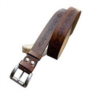 Cinturón Casual Unisex Ligero de Cuero Vacuno Puro Personalizado Resistente al Agua con Hebilla de Calavera de Acero - Product Image 3