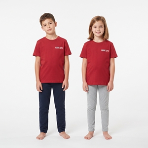 Custom Personalized <b>Kids</b> Red Cotton T-Shirt Crew Neck Short Sleeve Regular Fit Breathable Unisex Children's Leisure Top - Product Image 5
