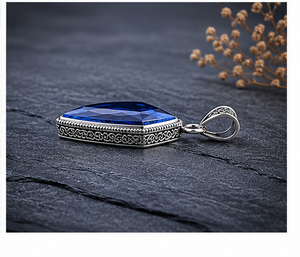 Blue Sapphire <b>Silver</b> Pendant – Handmade Royal Blue Gemstone Necklace in Sterling <b>Silver</b> - Product Image 2