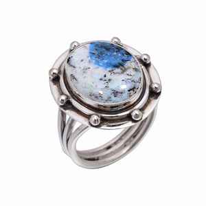 K2 Blue Azurite Ring 925 Sterling Silver Handmade Adjustable Gemstone Jewelry Luxury Statement Ring - Product Image 4