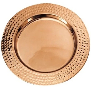 Assiette de service en cuivre pur embossée artisanale, plateau décoratif vintage en métal, vaisselle ronde pour hôtel - Product Image 6
