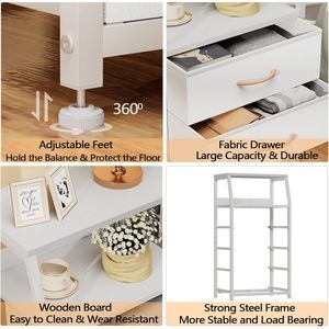 White Vertical <b>Storage</b> Tower 4-Drawers Dresser for Bedroom and Hallway <b>Clothes</b> Organiser - Product Image 4