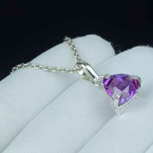 Collier pendentif triangle en argent sterling 925 bicolore avec tanzanite, pierre de naissance de décembre, cadeau de Noël - Product Image 2