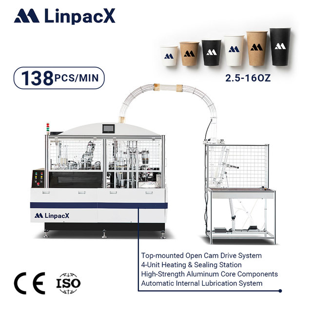 LinpacX LPX-138 Fully Automatic Paper Cup Making Machine High Speed Disposable Paper Cup Forming Machine Price