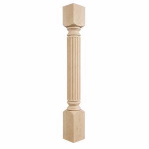 Pied de colonne décoratif cannelé en bois massif pour îlot de cuisine, support pour armoires et comptoirs - Product Image 1