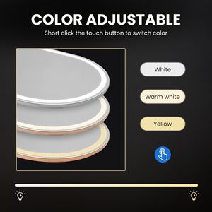 Art Deco Arched Full Length <b>Mirror</b> 60"x16" with 3 Color LED Lighting Wall Mounted or Free <b>Standing</b> Leaning <b>White</b> Finish - Product Image 2