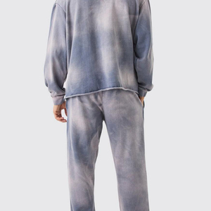 Ensemble de survêtement surdimensionné en graphite pour homme, personnalisé OEM, avec sweat à capuche en molleton de coton de qualité supérieure et pantalon de survêtement à jambes larges - Product Image 5