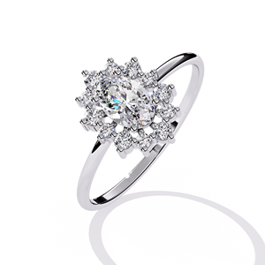 Bague de fiançailles en platine avec diamant ovale et halo de diamants naturels certifiés GIA, bijoux classiques pour femmes - Product Image 2