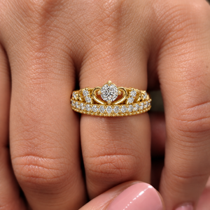 Round Cut Lab Grown Diamond Ring 14K 18K Solid Gold <b>Crown</b> <b>Tiara</b> Style Diamond Ring 0.40CT DEF VVS Anniversary Ring Gift OEM ODM - Product Image 2