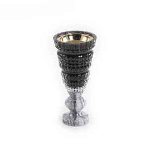 Quemador de incienso Bakhoor de metal bronce antiguo, con forma de linterna, de vidrio coloreado, tallado hueco en forma de torre, para incienso árabe Oud. - Product Image 5