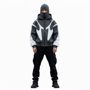 Vente en gros de sweats à capuche zippés personnalisés à la mode avec logo, en coton/polyester écologique, doublure polaire 310G, coupe longue - Product Image 1
