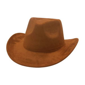 Chapeau de cowboy en daim simple, protection solaire, pour voyage en extérieur, chapeau haut de forme, mode unisexe, chapeau de cowboy uni - Product Image 1
