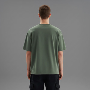 Top premium quality 100% cotton oversized men's t-shirt drop shoulder short-sleeve solid custom logo baggy fit t-shirt <b>for</b> man - Product Image 3