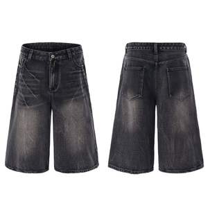 Pantalones Cortos de Mezclilla de Algodón Lavado Oscuro, Estilo Vintage, Holgados y Desgastados, Personalizados, para Hombre, Moda Urbana de Verano - Product Image 6