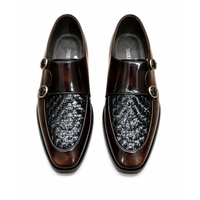 Chaussures en cuir pour hommes à boucle Monk Strap, bout rond/pointu, à enfiler, en cuir de vachette véritable, semelle extérieure en caoutchouc, toutes saisons