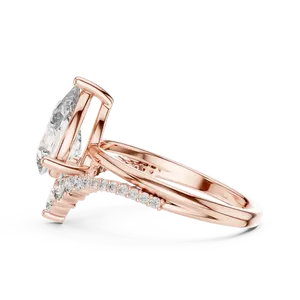 Anillo de Compromiso con Diamante Cultivado en Laboratorio de Corte Pera de 2 Quilates, Oro Sólido de 18K, Acento de Corona Vintage, Certificado IGI, VVS E-F, Anillo Fino - Product Image 6