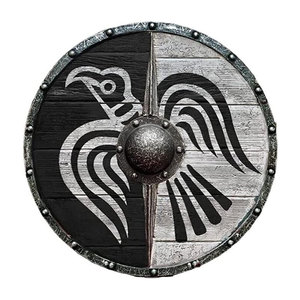 Bouclier en bois rustique nordique viking, rond, artisanal, pour la décoration de la maison, l'affichage historique et l'utilisation en costume. - Product Image 1