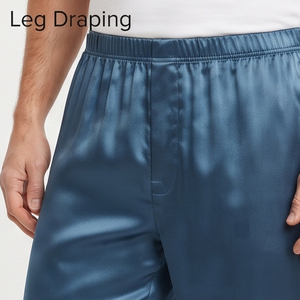 Pantalon de nuit en soie pour homme, taille élastique, coupe droite, léger, pyjama en satin de soie pour homme - Product Image 4