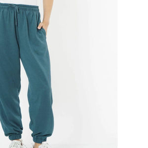 Pantalon de jogging oversize pour femme, hiver, coupe droite, en coton 100% premium épais, taille haute avec cordon de serrage, OEM - Product Image 2