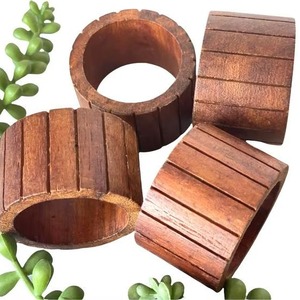 Wooden Napkin Ring Set Handmade Solid Wood Serviette Holder Eco Friendly Dining Table Decoration - Product Image 3