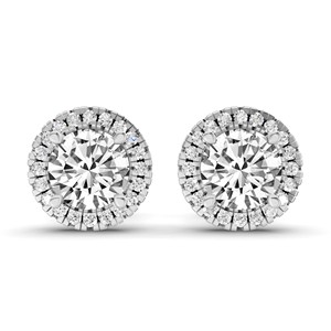 Hermosos pendientes de diamantes redondos Eira de oro macizo de 18k, joyería certificada por IGI, elegantes pendientes de compromiso para mujer. - Product Image 1