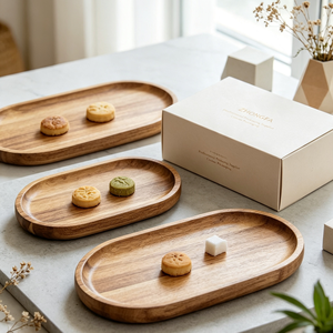 Bandeja de Servir de Madera de Acacia Personalizada, Plato Rústico de Madera para Bar, Cafetería, Restaurante, Exhibición de Alimentos para Fiestas, Venta al por Mayor, Proveedores, 13x9 Pulgadas - Product Image 6