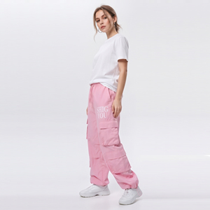 OEM Custom Embroidered Logo Women Drawstring <b>Waist</b> Oversized Nylon Joggers Multi-Pockets Rain Pants Ladies Hiking <b>Cargo</b> Pants - Product Image 4