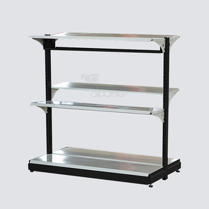 Modern Pre-Assembled <b>Display</b> <b>Rack</b> with Lighting Metal Tiered Shelves - Product Image 1