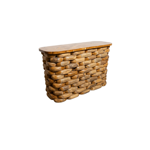 ARTERRA Luxury Teak Solid Wood Rustic Handmade Pebble Stack <b>Console</b> <b>Table</b> <b>for</b> Apartment Hotel Living Room - Product Image 1