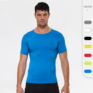 Camisetas de compresión Cool Dry para hombre, de manga corta, para entrenamiento, con diseño de logotipo, deportivas, para correr y fitness. - Product Image 2