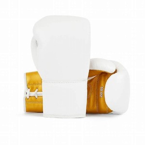 Gants de boxe en cuir sur mesure de qualité supérieure, couleur blanc et or, pour compétitions professionnelles, pour adultes - Product Image 1