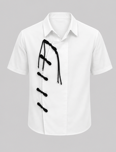 เสื้อเชิ้ตแขนสั้นผู้ชายแบบลำลอง ปกคอพับ เสื้อเชิ้ตฤดูร้อน - Product Image 1