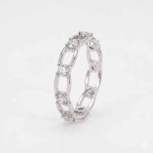 แหวนแต่งงานแบบโซ่ยาวตลอดวง รุ่น Eternal Link Band ประดับเพชรแล็บโกรว์ 14K ทองคำ 0.54 กะรัต ดีไซน์แบบโซ่ซ้อน - Product Image 3