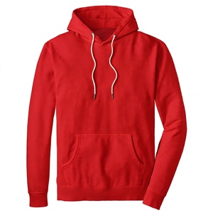 Wholesale Custom <b>Red</b> <b>Hoodie</b> Men Heavyweight Fleece Pullover Sweatshirt Casual Long Sleeve Hooded Apparel Plain Cotton Blend - Product Image 1