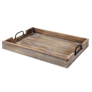 Wooden serving <b>tray</b> with handles wood <b>tray</b> serving handles metal handle rustic <b>tray</b> <b>kitchen</b> <b>tray</b> food serving dining <b>tray</b> - Product Image 1