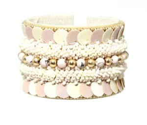 Vintage Boho Beaded Cuff Bracelet in Pink Gold Plated .2.26.in Size for Weddings Parties and Gifts - Product Image 2