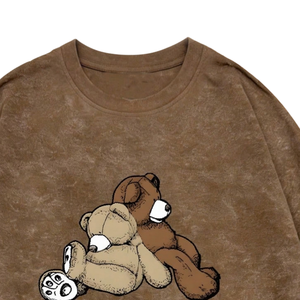 เสื้อยืดแขนสั้นคอกลมพิมพ์ลายการ์ตูนหมีสไตล์วินเทจ ผ้าฝ้าย 100% ระบายอากาศได้ดี เหมาะสำหรับใส่เที่ยวเล่นในฤดูร้อน - Product Image 6