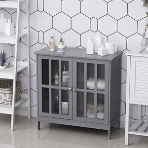 Multifunctional <b>Sideboard</b> Buffet with 2 Doors MDF Storage <b>Cabinet</b> for <b>Kitchen</b> & Living Room Gray Console for Villa & Dining - Product Image 4