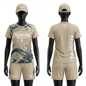 Premium 150 GSM Polyester Women Badminton uniform Breathable Beige Brown Panel Design Sublimation Custom Logo - Product Image 6